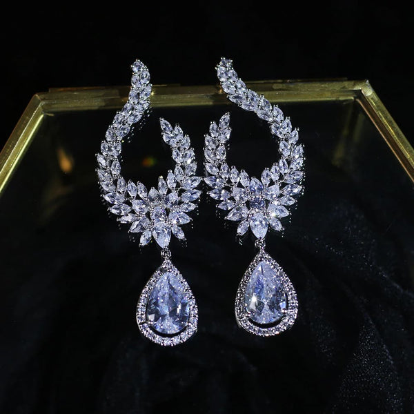 Crystal Bridal Earrings, Teardrop Wedding Earrings