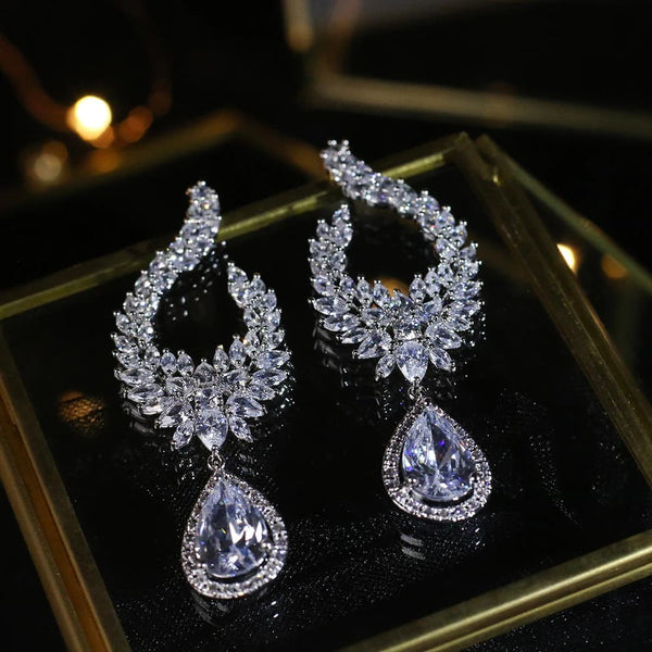 Crystal Bridal Earrings, Teardrop Wedding Earrings